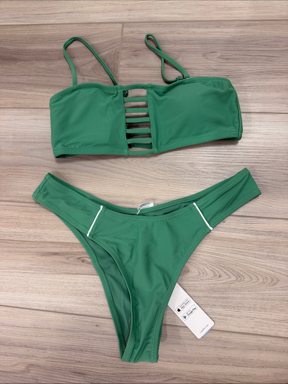 Cupshe Green Strappy Bandeau Bikini Set